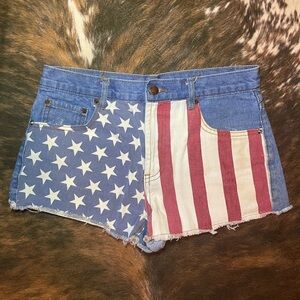 American Flag Denim Shorts 🇺🇸 High Rise Cutoffs | Western Rodeo Festival